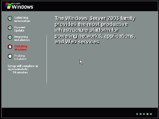 Графическая фаза инсталляции Windows