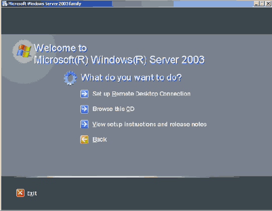 Окно Microsoft Windows Server