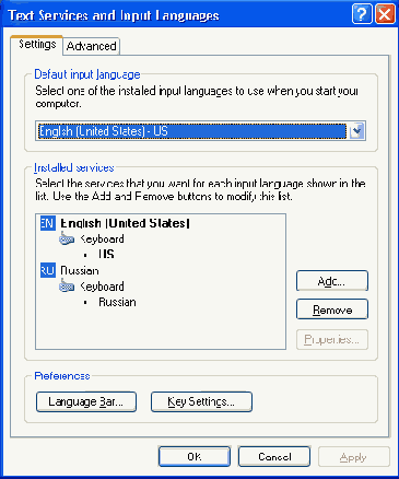 Вкладка Settings позволяет выбрать