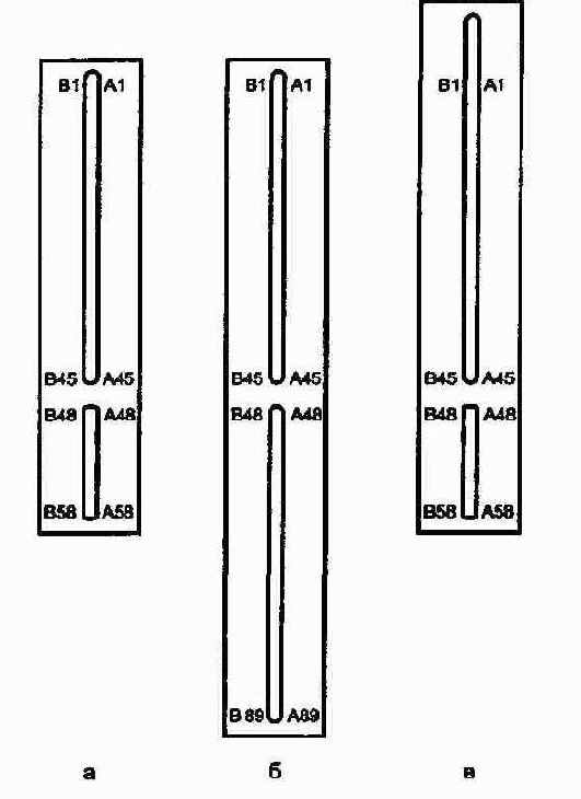 Слоты МСА: а - 16-битный, б - 32-битный, в - 16-битный с расширением